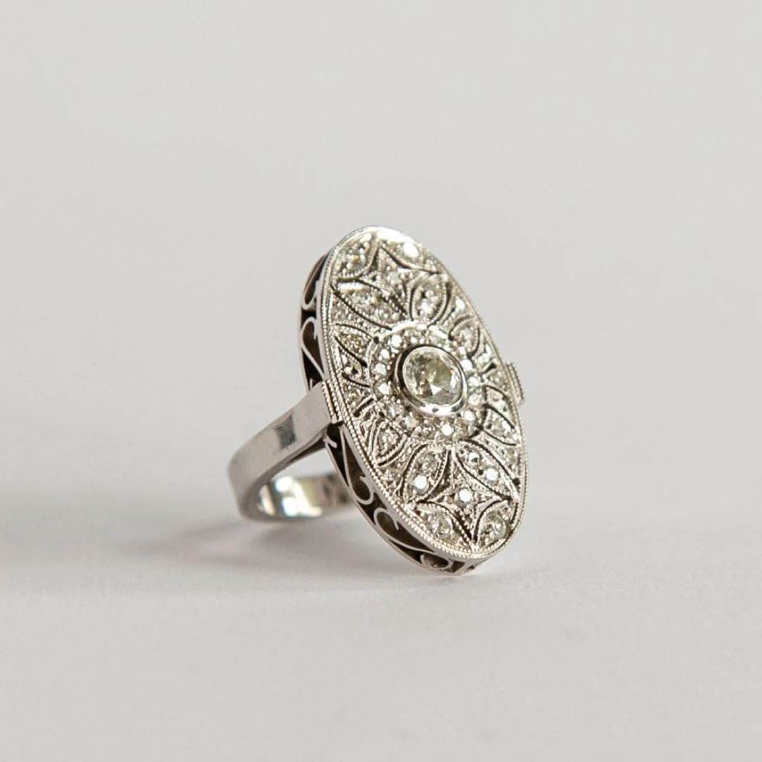 Anillo de compromiso, platino, diamantes