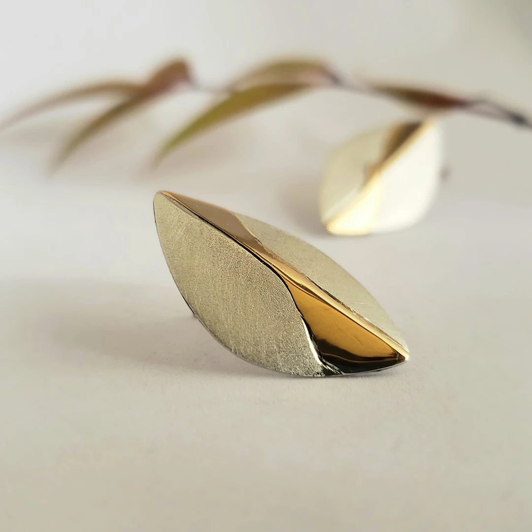 Aros hoja de plata y oro